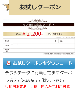 お試しクーポン チラシデータに記載してますクーポン券をご来店時にご提示下さい。